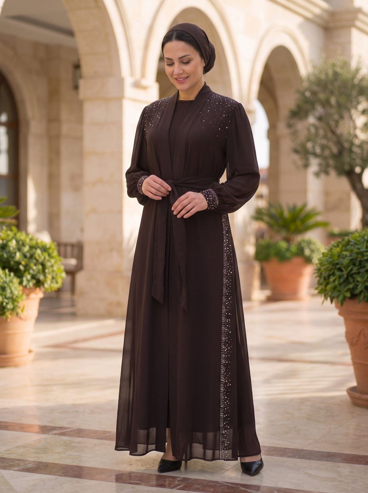 Yelda Abaya Kahve renk 2. görsel
