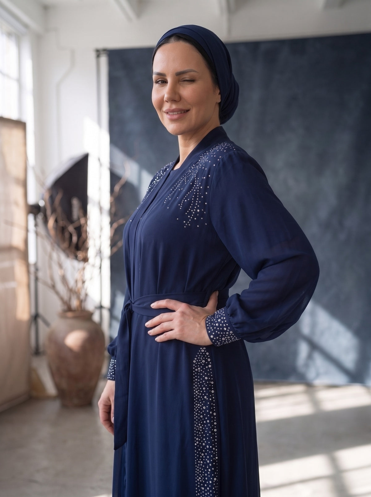 Yelda Abaya Lacivert renk 1. görsel