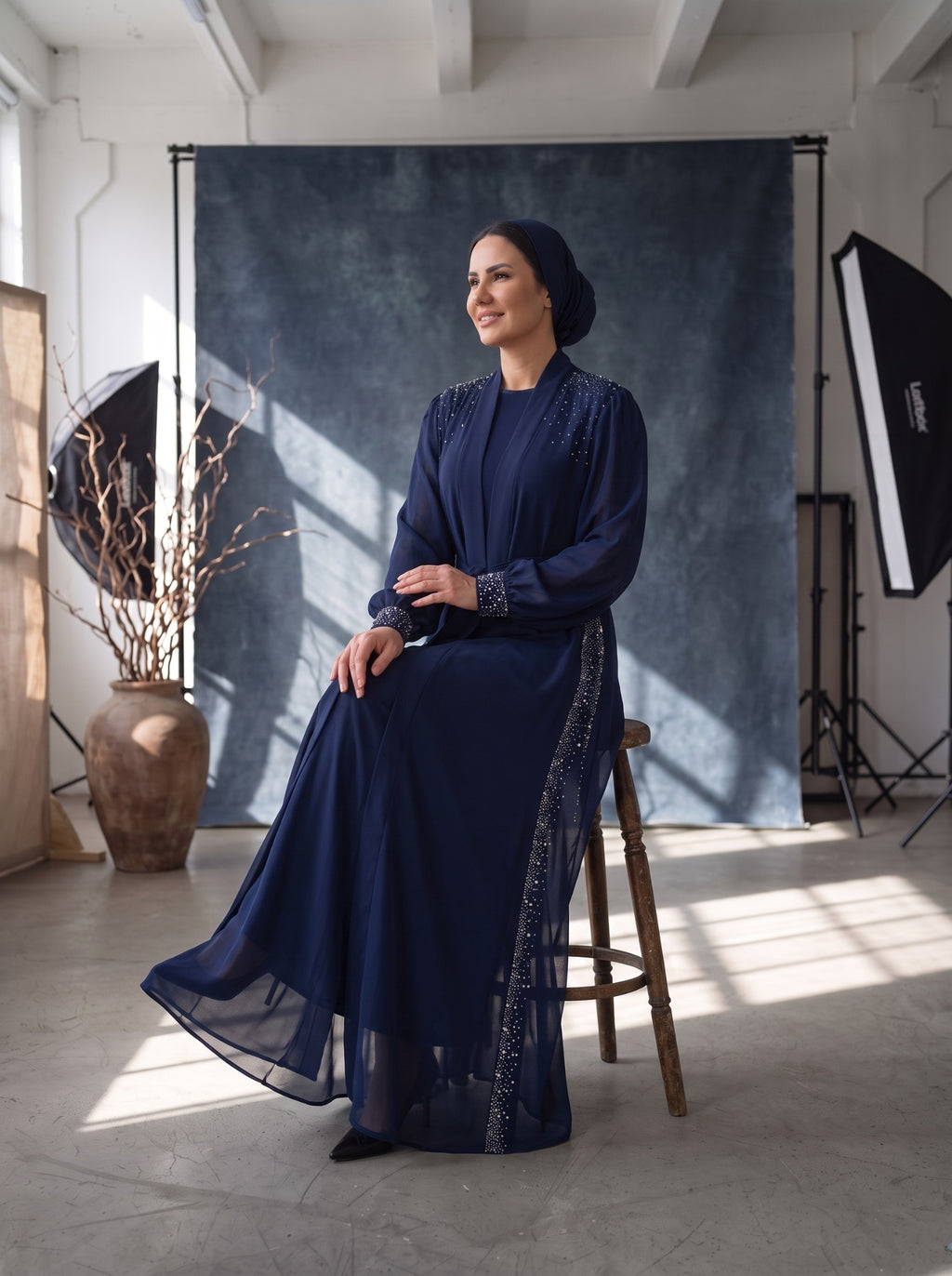 Yelda Abaya Lacivert renk 2. görsel